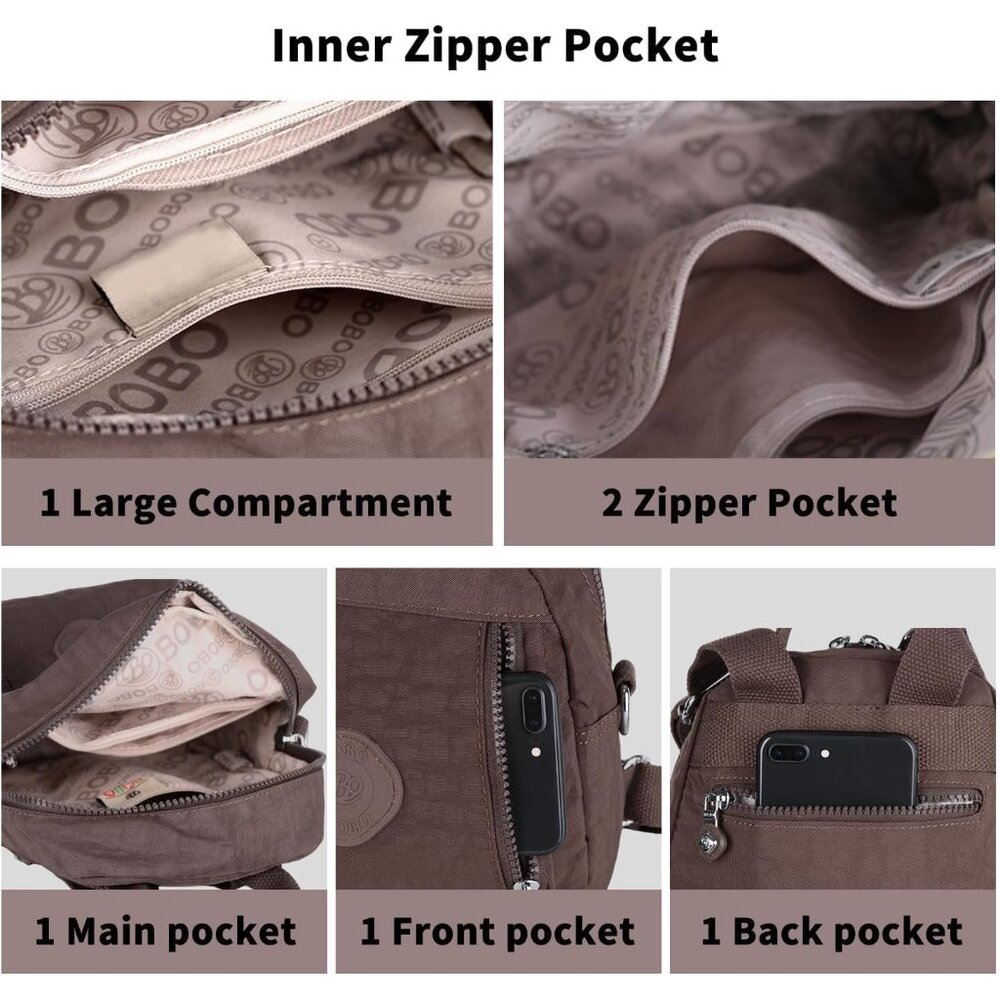 Brown Mini Size Waterproof Nylon Backpack For Wom… - image 5